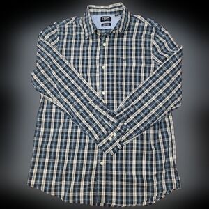 Chaps Blue and White Casual Button Down Shirt